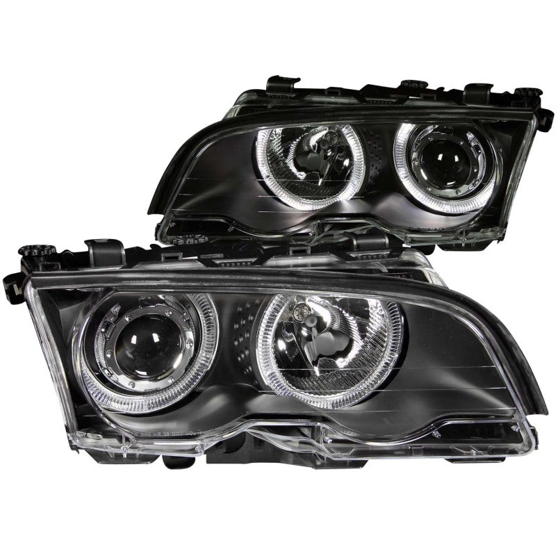 ANZO 1999-2001 Phares de projecteur BMW Série 3 E46 avec Halo Noir