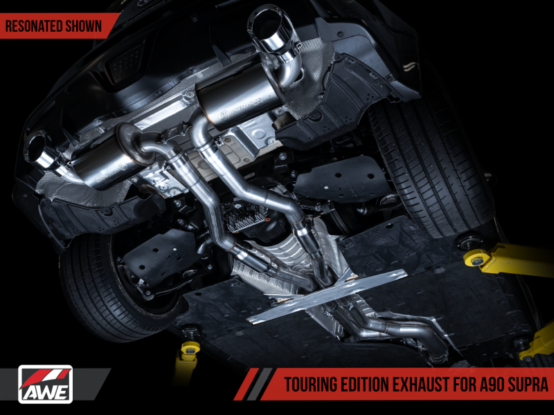 AWE Tuning 2020 Toyota Supra A90 Échappement Touring Edition Résonné - Embouts noirs diamant 5 pouces