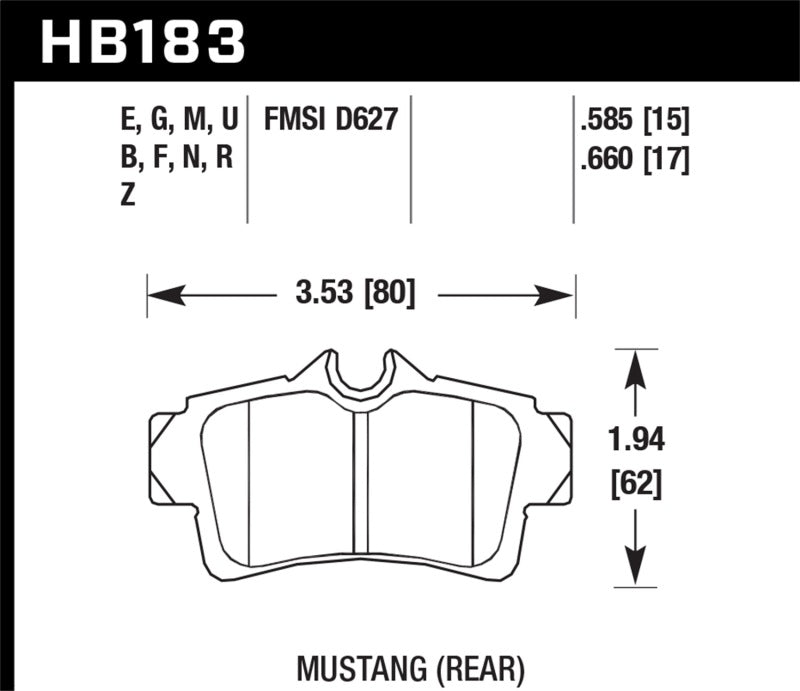 Plaquettes de frein arrière Hawk 94-04 Ford Mustang HPS Street