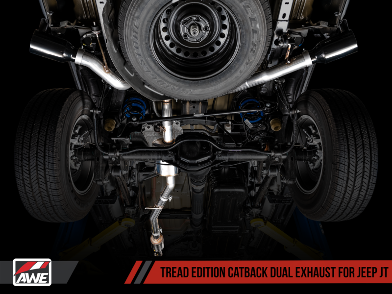 AWE Tuning 20-21 Jeep Gladiator JT 3.6L Tread Edition Cat-Back Double échappement - Diamond Black Tip