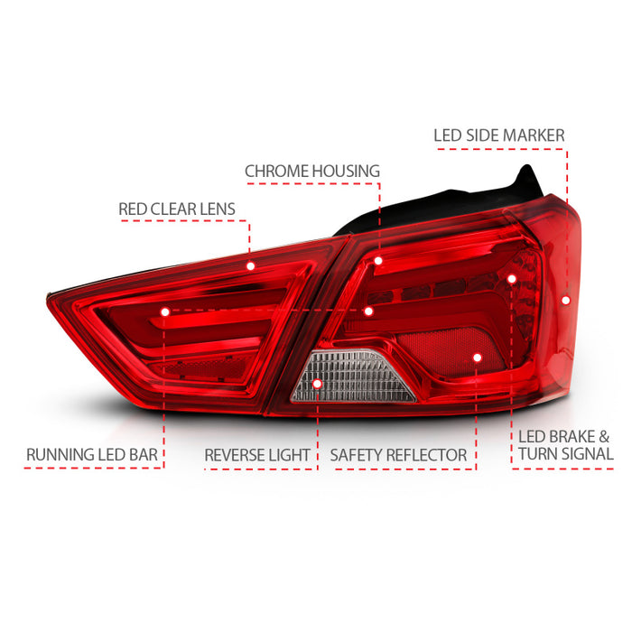 Feux arrière LED ANZO 14-18 Chevrolet Impala rouge/transparent