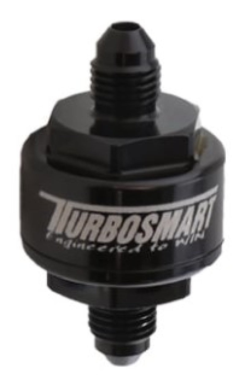 Filtre d'alimentation en huile de turbo usiné Turbosmart avec disque plissé de 44 microns, entrée mâle AN-3 - Noir