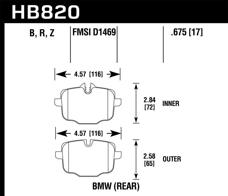 Plaquettes de frein arrière Hawk HPS 5.0 pour BMW M6 12-17 / BMW M6 Gran Coupé 14-17 / BMW M5 13-16