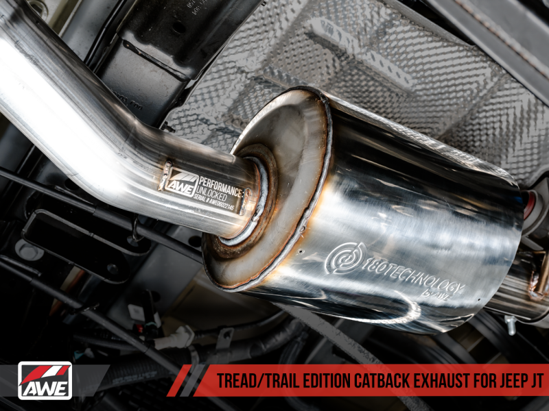 AWE Tuning 20-21 Jeep Gladiator JT 3.6L Tread Edition Cat-Back Double échappement - Diamond Black Tip