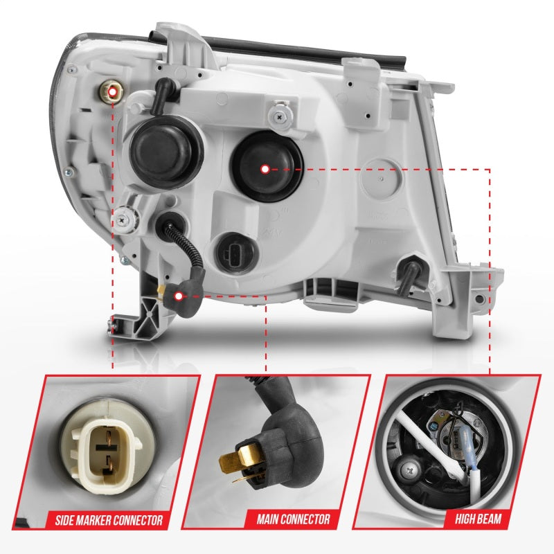 ANZO 05-09 Phares de style barre lumineuse de projecteur Toyota Tacoma avec barre lumineuse C