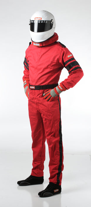 110013 RaceQuip One Piece Single Layer Racing Driver Fire Suit, SFI 3.2A/ 1 , Red Medium