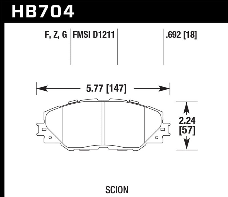 Hawk 09-10 Pontiac Vibe 2.4L / 11-12 Scion tC Plaquettes de frein avant HPS