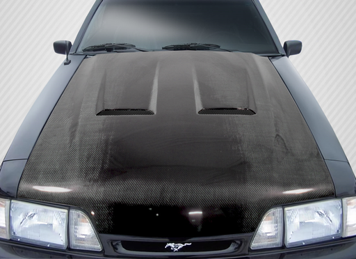 1987-1993 Ford Mustang Carbon Creations Heat Extractor Hood - 1 Piece