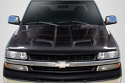 1999-2002 Chevrolet Silverado 2000-2006 Tahoe Suburban Carbon Creations Dual Ram Air Hood - 1 Piece