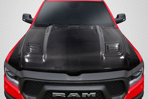 2019-2025 Dodge Ram Carbon Creations Rebel Mopar Look Hood - 1 Piece