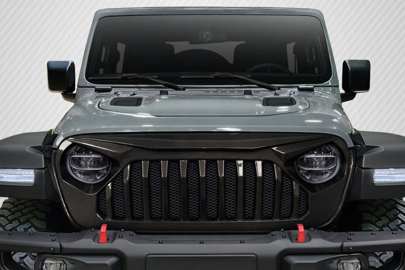 2018-2025 Jeep Wrangler JL Gladiator JT Carbon Creations Predator Grille - 1 Piece
