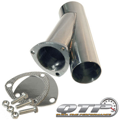 QTP 3.00" STAINLESS STEEL EXHAUST CUTOUT Y-PIPE