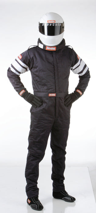 120004 RaceQuip One Piece Multi Layer Racing Driver Fire Suit, SFI 3.2A/ 5, Noir Med-Tall