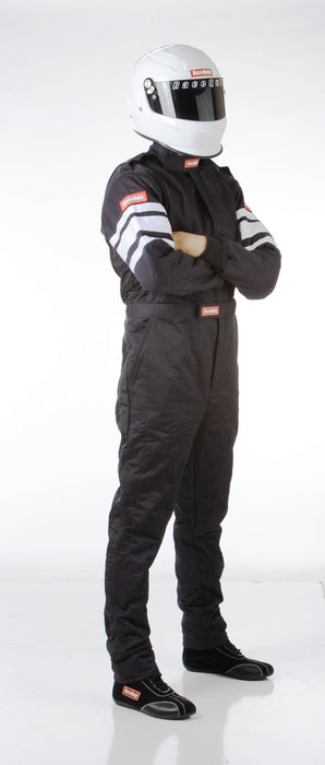 120004 RaceQuip One Piece Multi Layer Racing Driver Fire Suit, SFI 3.2A/ 5 , Black Med-Tall