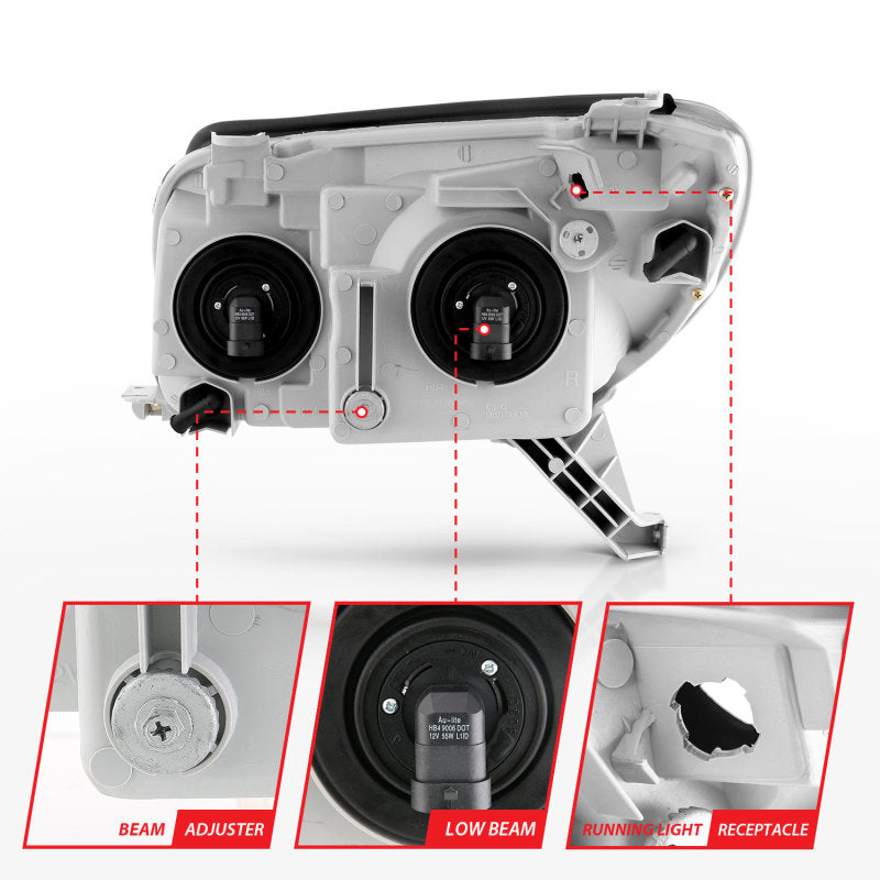 Phares en cristal ANZO 2003-2005 Toyota 4Runner Noir