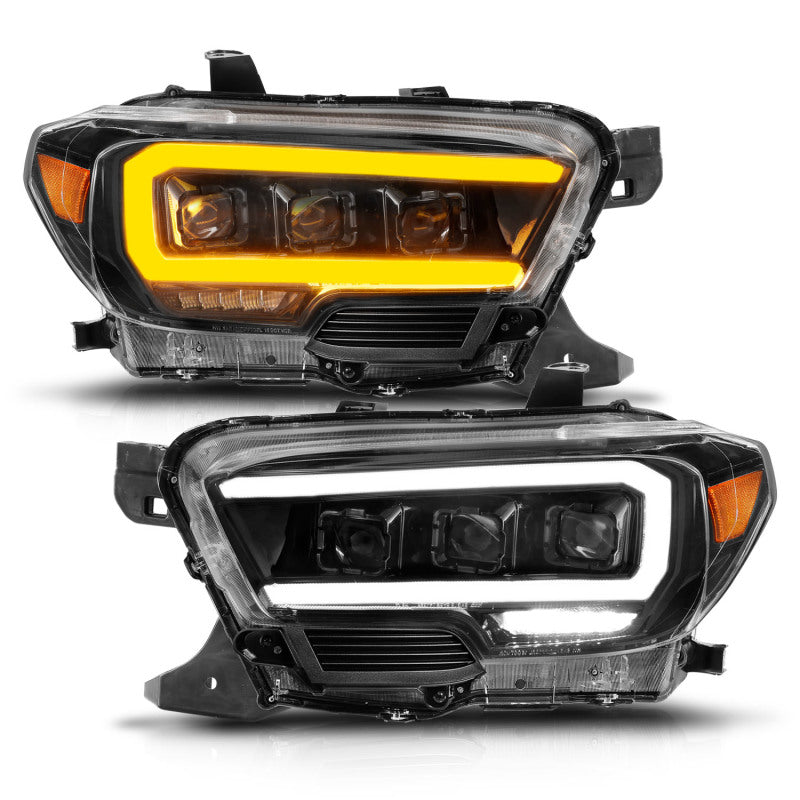 ANZO 16-22 Phares de projecteur LED Toyota Tacoma avec barre lumineuse séquentielle boîtier noir avec initiation