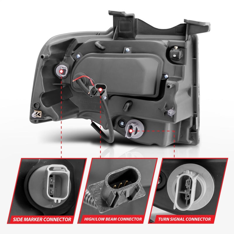 Phares de projecteur Ford Expedition ANZO 2007-2014 avec halo noir