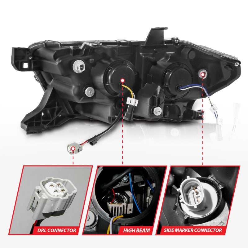 ANZO 16-22 Phares de projecteur LED Toyota Tacoma avec barre lumineuse séquentielle boîtier noir avec initiation