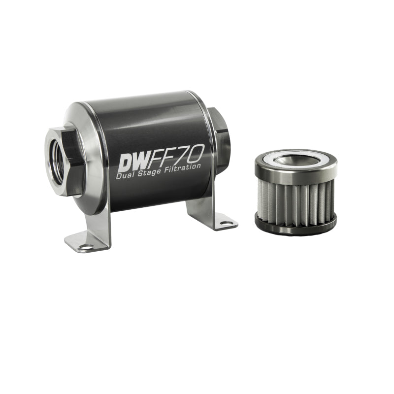 Kit de boîtier de filtre à carburant universel en ligne DeatschWerks en acier inoxydable 10AN 10 microns (70 mm)
