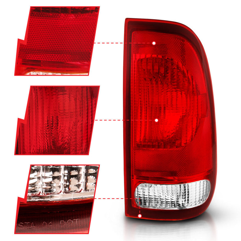 ANZO 1997-2003 Ford F-150 Feu arrière rouge/transparent (remplacement OE)
