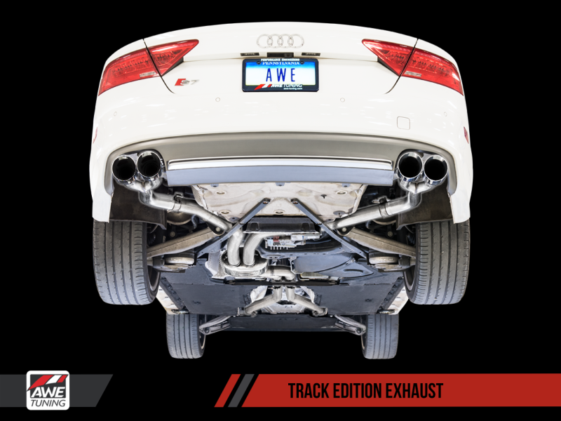 Échappement AWE Tuning Audi C7 / C7.5 S7 4.0T Track Edition - Embouts Noir Diamant
