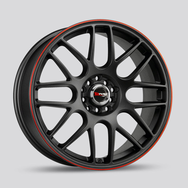 DRAG DR34 18X8 5x100/114.3 ET35 73 plat noir rouge lèvre