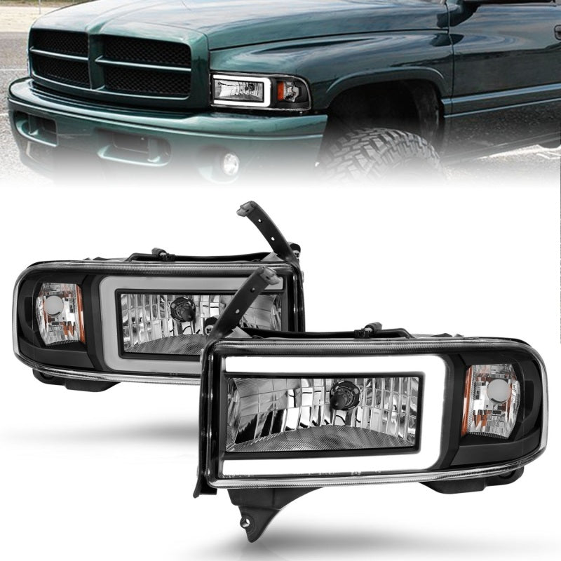 ANZO 94-02 Phare en cristal Dodge RAM avec boîtier noir pour barre lumineuse