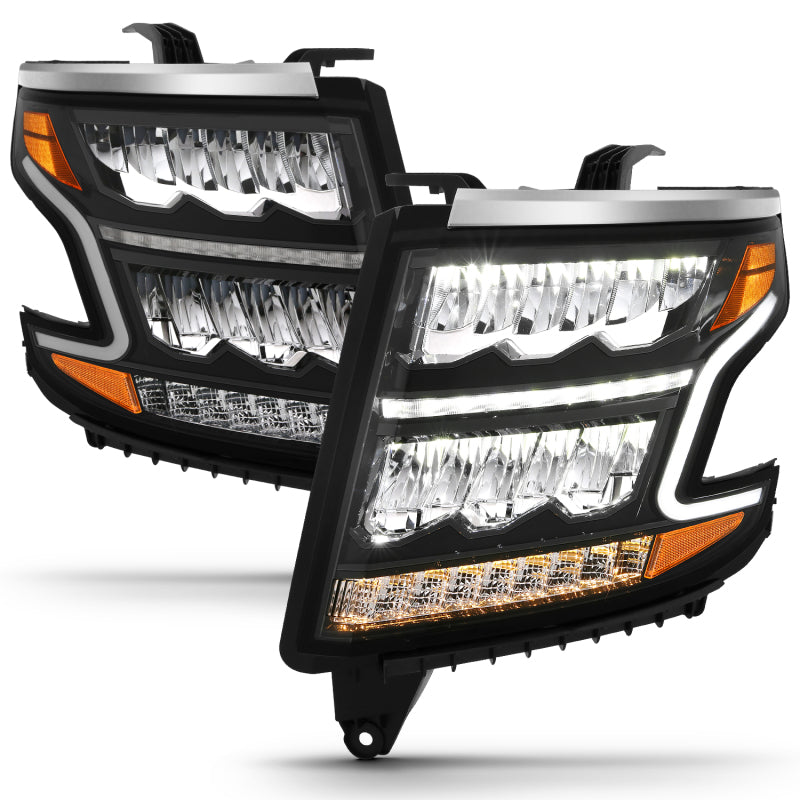 ANZO 15-20 Chevy Tahoe/Suburban Phares de style barre lumineuse à LED Noir avec séquentiel avec DRL avec ambre
