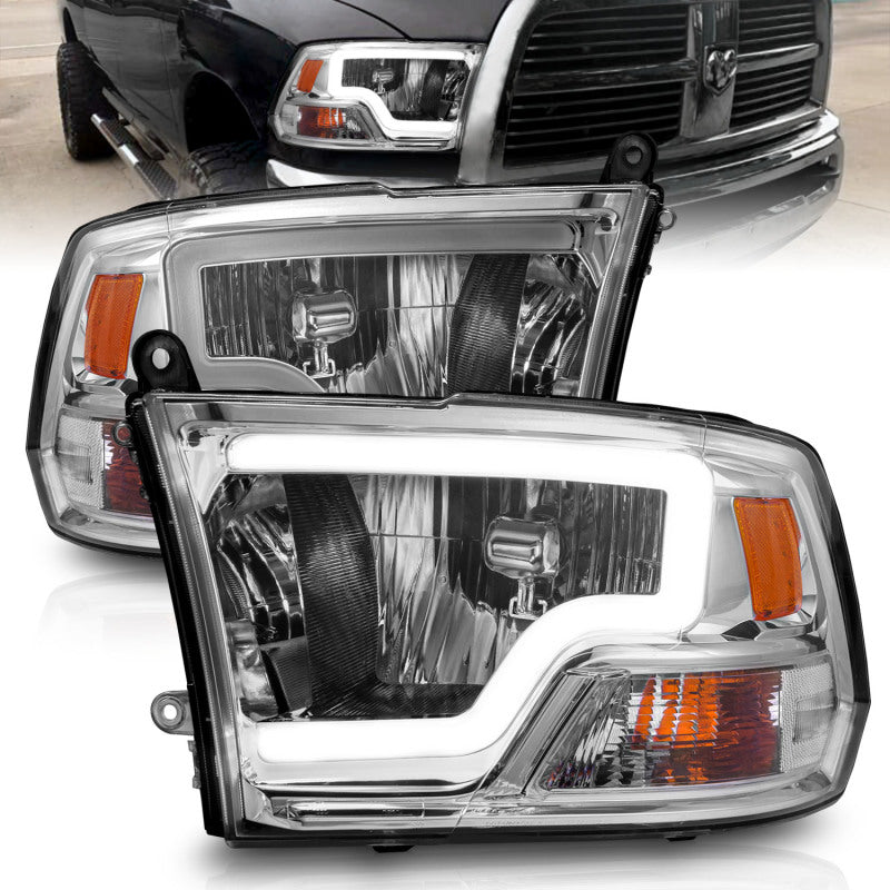 ANZO 2009-2018 Dodge Ram 1500/ 2500/ 3500 Phares en cristal avec boîtier chromé pour barre lumineuse