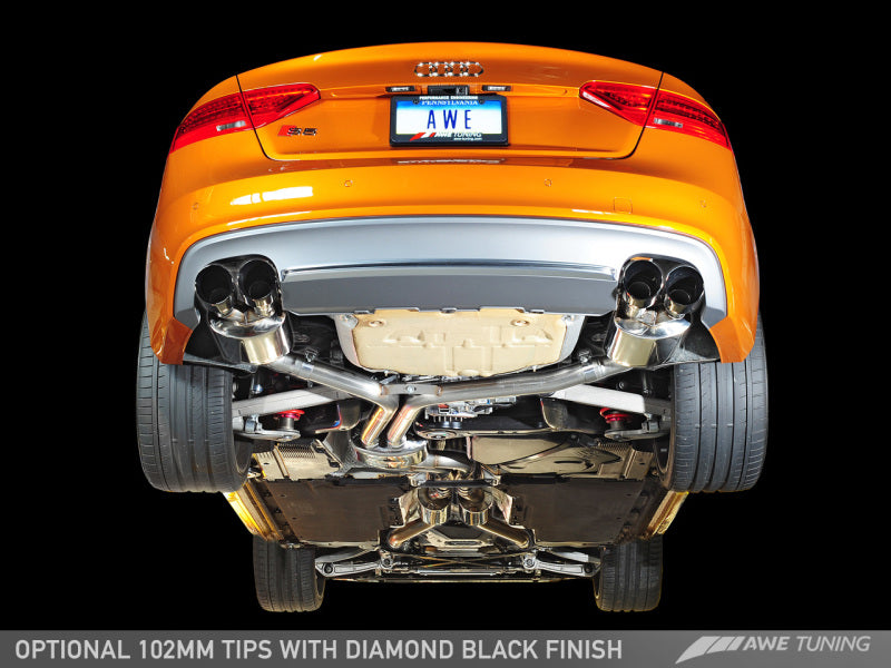 Système d'échappement AWE Tuning Audi B8.5 S5 3.0T Touring Edition - Embouts noirs diamant (90 mm)