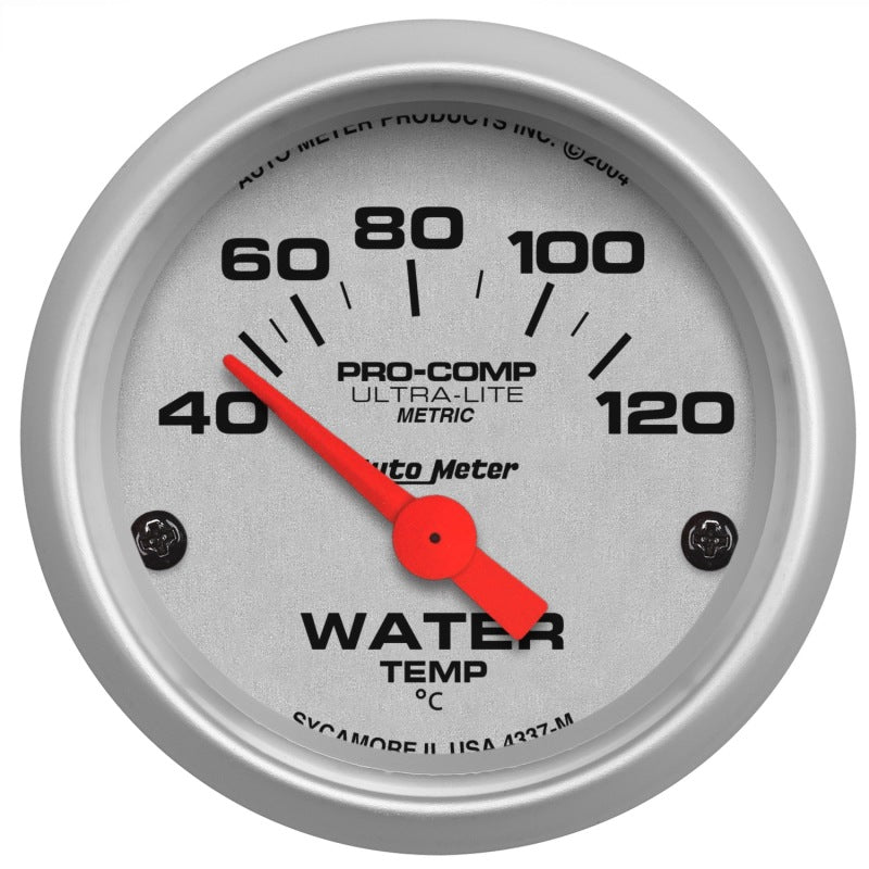 Autometer Ultra-Lite 52mm 40-120 Deg C Jauge de température d'eau électronique à balayage court