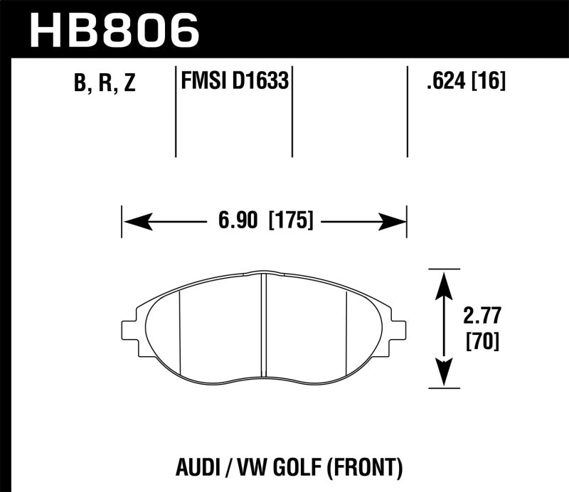 Plaquettes de frein avant Hawk 16-17 Audi A6 HPS 5.0