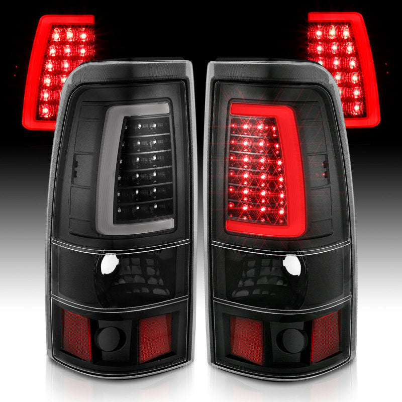 ANZO 1999-2002 Chevy Silverado 1500 Feux arrière LED style planche Noir avec lentille transparente