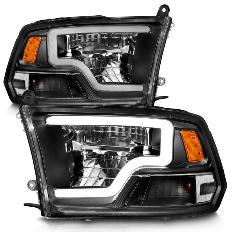 ANZO 2009-2020 Dodge Ram 1500 Phares de projecteur carrés à LED avec boîtier chromé Noir Ambre