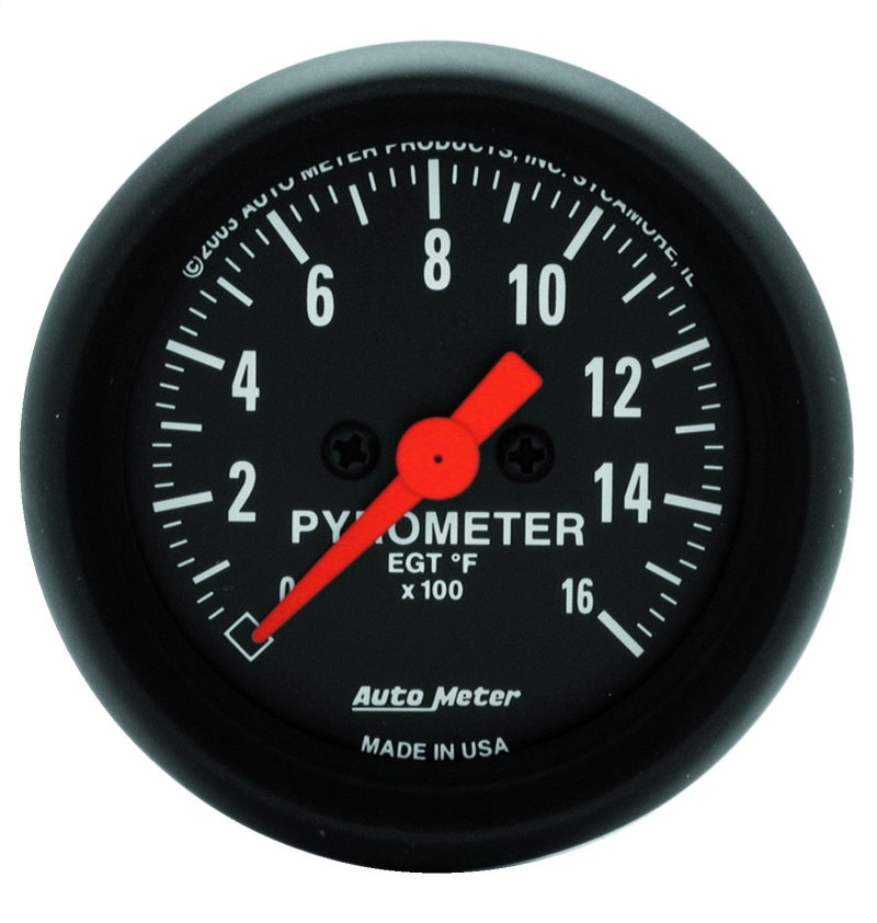 Autometer Z-Series 52 mm 0-1600 Def F Jauge de pyromètre électronique à balayage complet