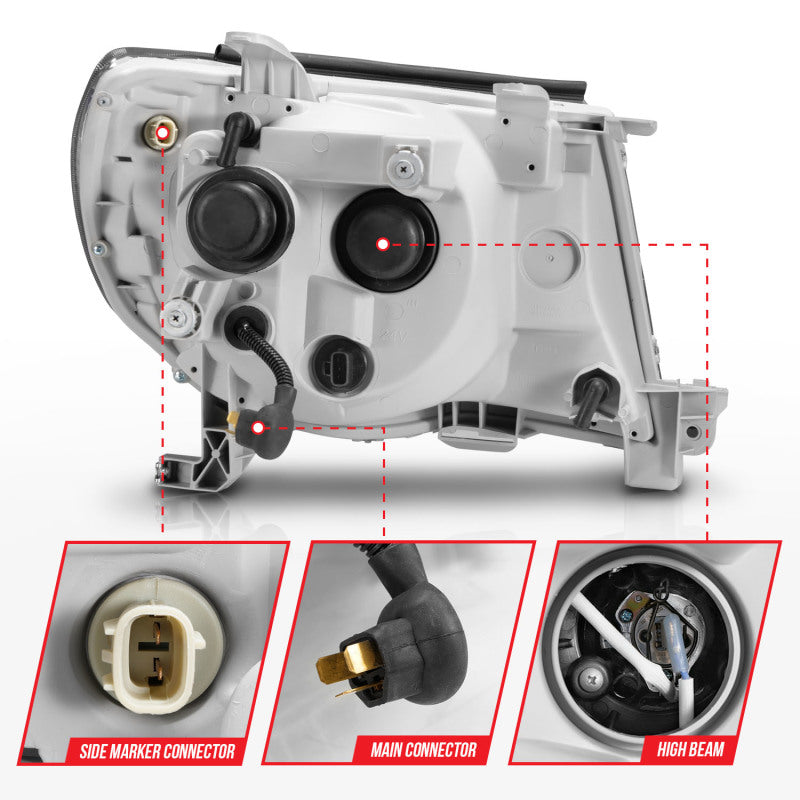 ANZO 05-09 Phares de style barre lumineuse de projecteur Toyota Tacoma avec barre lumineuse C