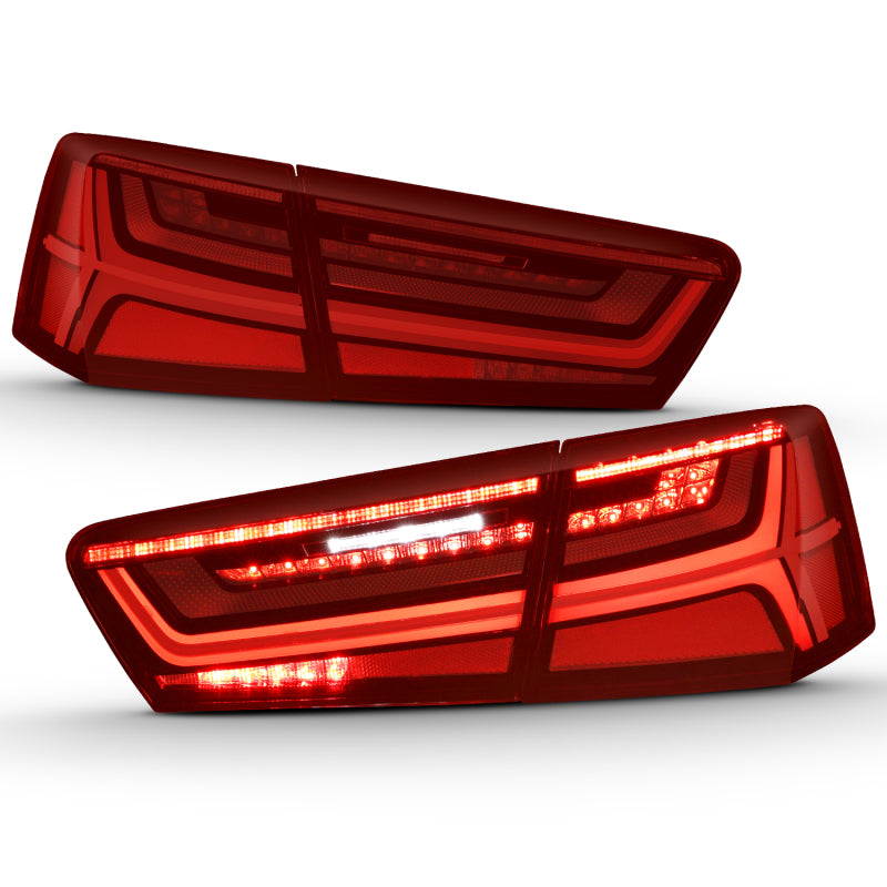 ANZO 2012-2018 Audi A6 Feu arrière LED Boîtier noir Rouge/lentille transparente 4 pièces (Signal séquentiel)