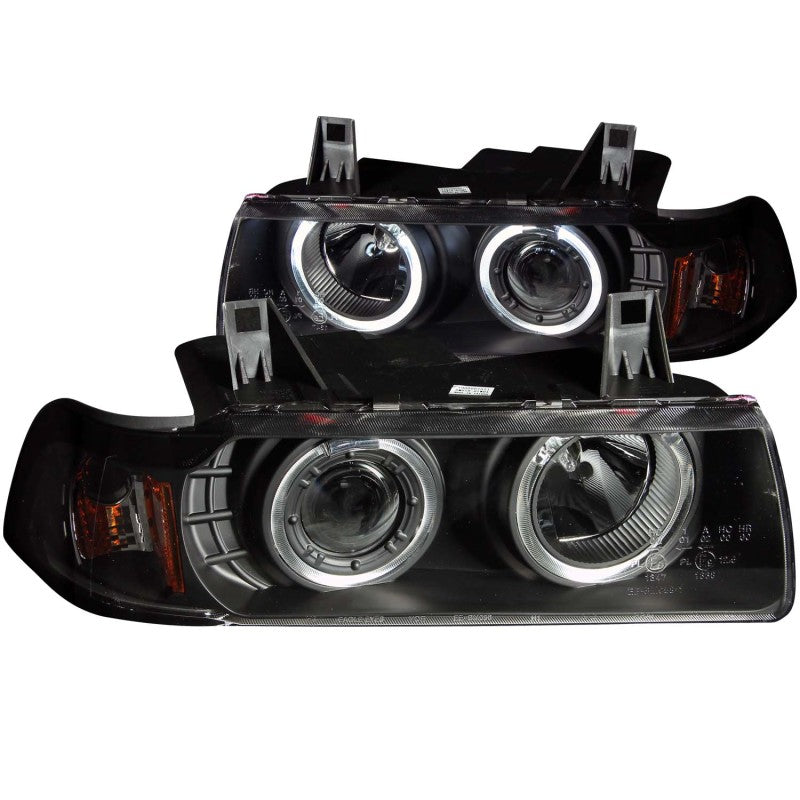 ANZO 1992-1998 BMW Série 3 E36 Phares de projecteur avec Halo Noir G2 1 pc