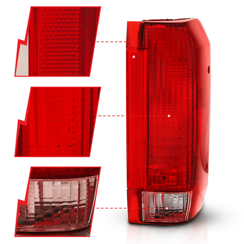 ANZO 1992-1996 Ford Bronco Feu arrière rouge/transparent (remplacement OE)