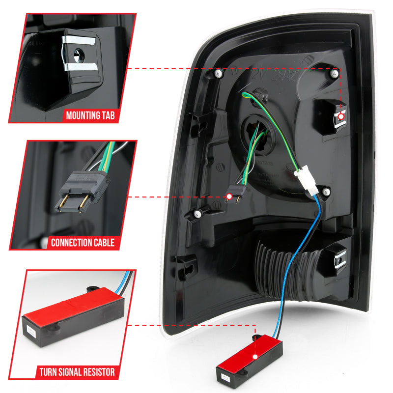 ANZO 2009-2018 Dodge Ram 1500 Feu arrière LED style planche Noir avec lentille fumée