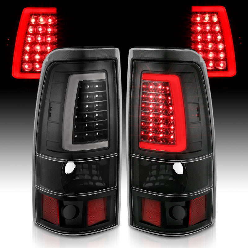 ANZO 2003-2006 Chevy Silverado 1500 Feux arrière LED style planche Noir avec lentille transparente