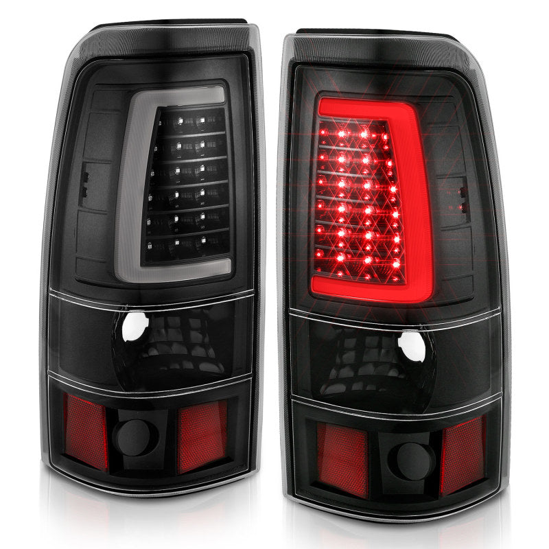 ANZO 2003-2006 Chevy Silverado 1500 Feux arrière LED style planche Noir avec lentille transparente