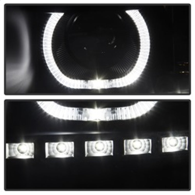 xTune Chevy Silverado 1500/2500/3500 07-13 LED Halo Projector Headlights Black PRO-JH-CSIL07-CFB-BK