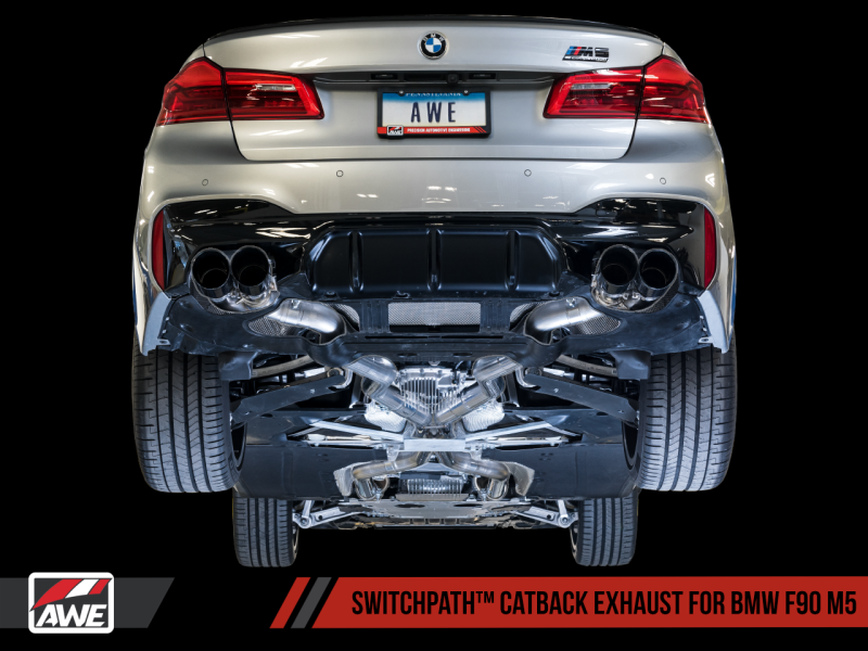 AWE Tuning 18-19 BMW F90 M5 SwitchPatch Pot d'échappement Cat-Back - Embouts Black Diamond