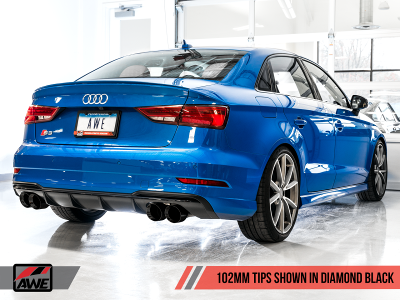 Échappement AWE Tuning Audi 8V S3 Track Edition avec embouts Diamond Black 102mm