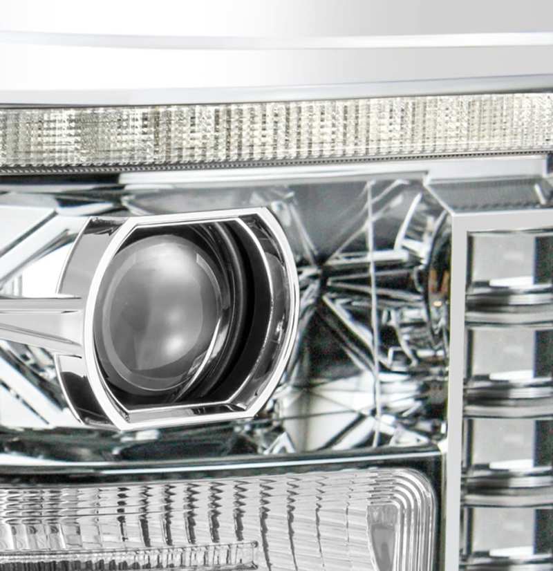 AlphaRex 11-16 Ford F-250 SD PRO-Series Phares de projecteur Style planche Chrome avec signal Seq