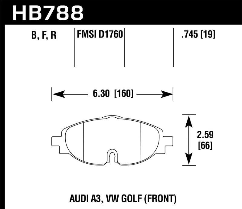 Plaquettes de frein avant haute performance Hawk 5.0 pour VW Golf / Audi A3/A3 Quattro 15-17
