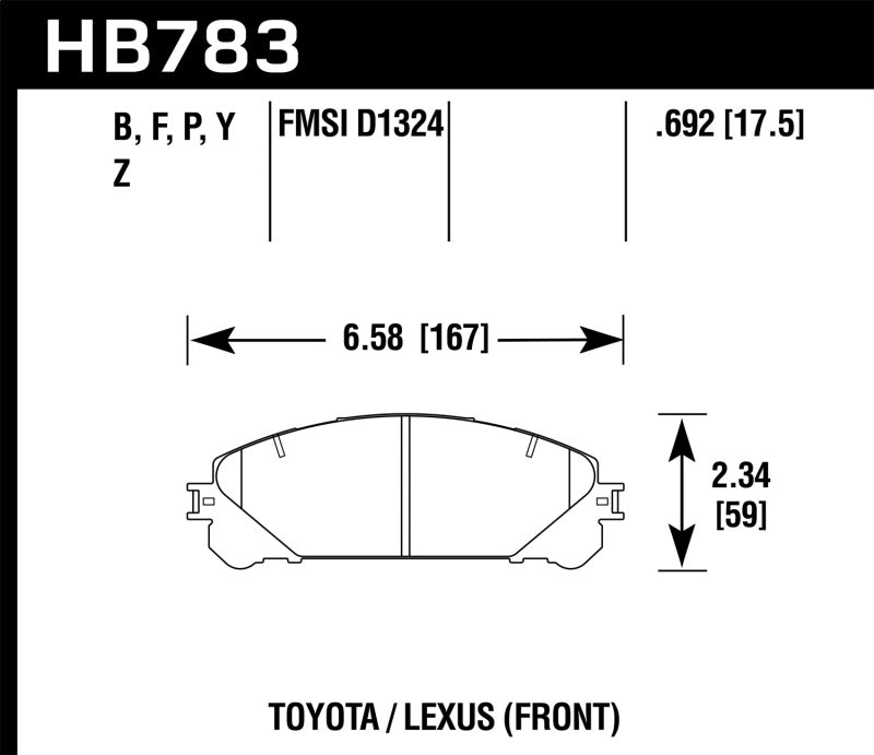 Plaquettes de frein avant de rue en céramique haute performance Hawk 08-16 Toyota Highlander