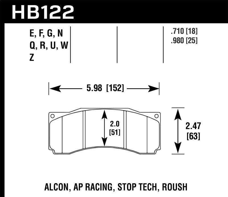 Plaquettes de frein de course Hawk Stoptech ST-60 Caliper DTC-60