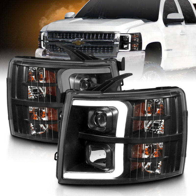 ANZO 07-13 Phares de projecteur Chevrolet Silverado 3500 - Ambre noir